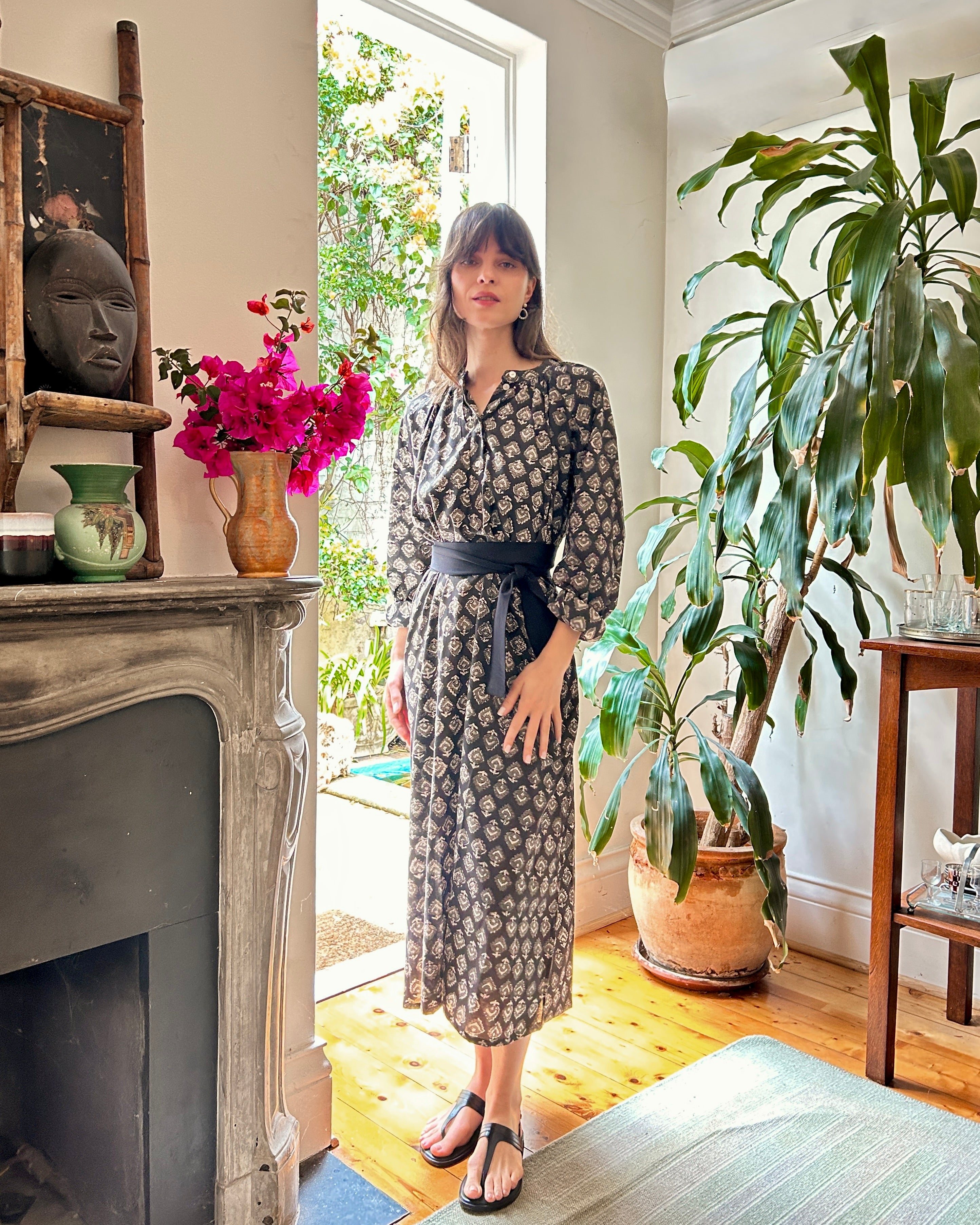 Delphine dress Grey flower
