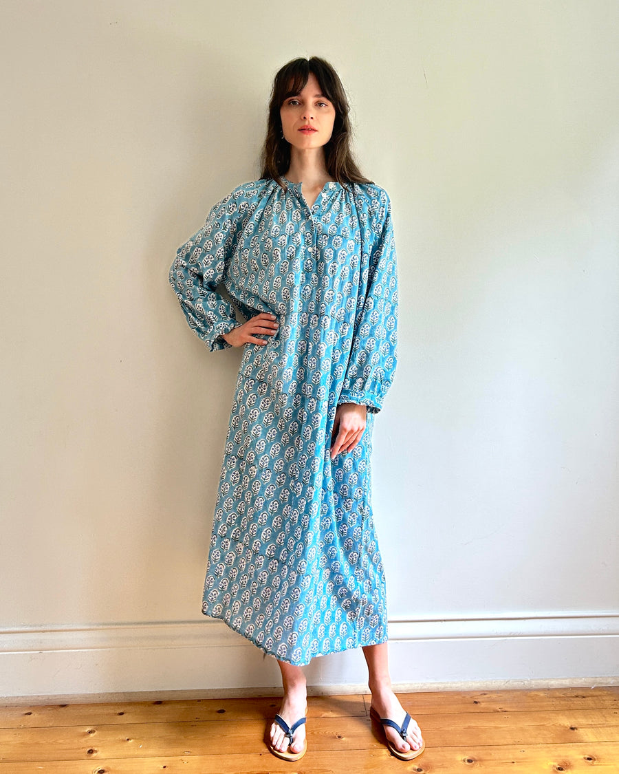 Delphine dress Blue flower