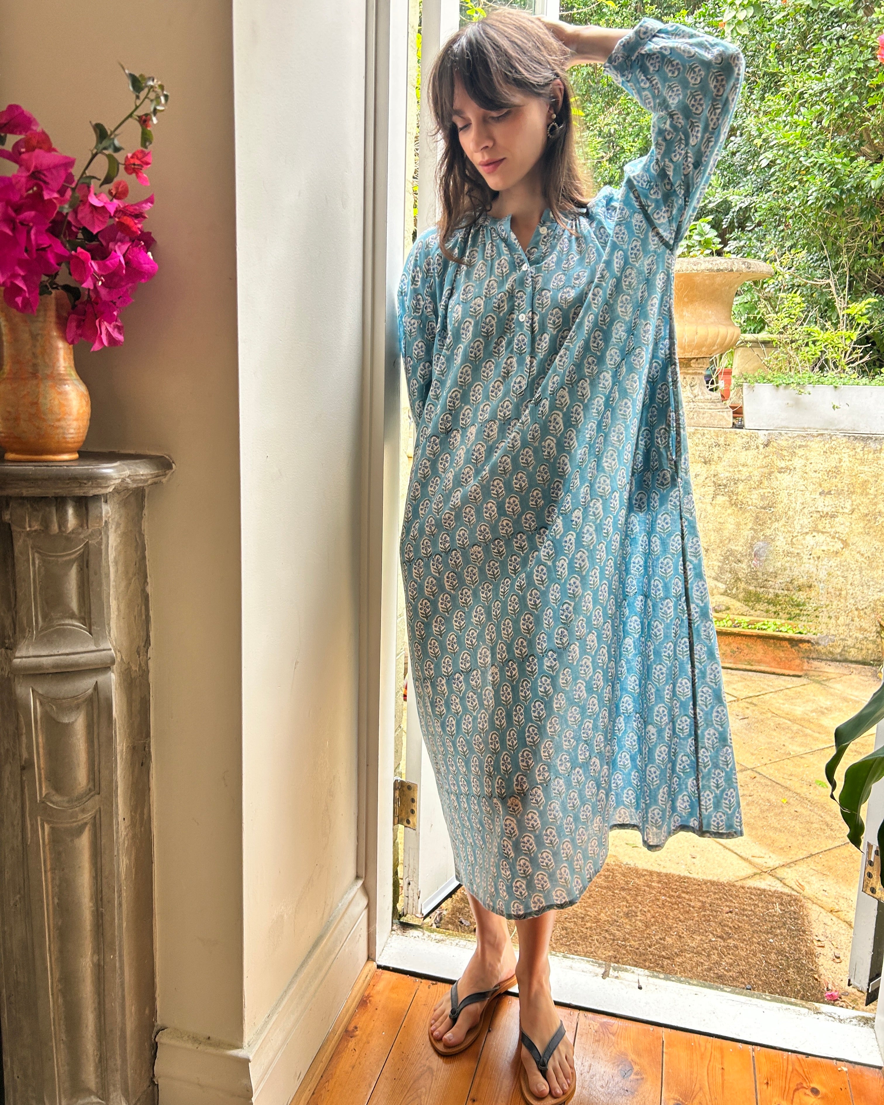 Delphine dress Blue flower