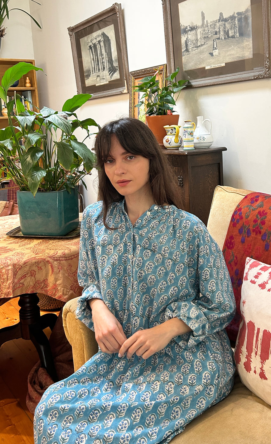 Delphine dress Blue flower