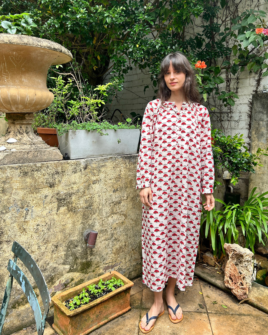 Delphine dress Red flower