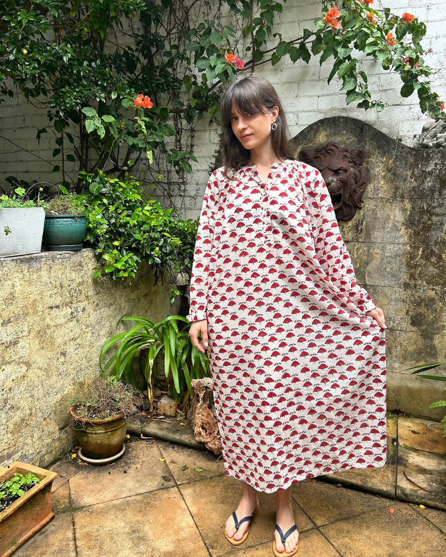 Delphine dress Red flower