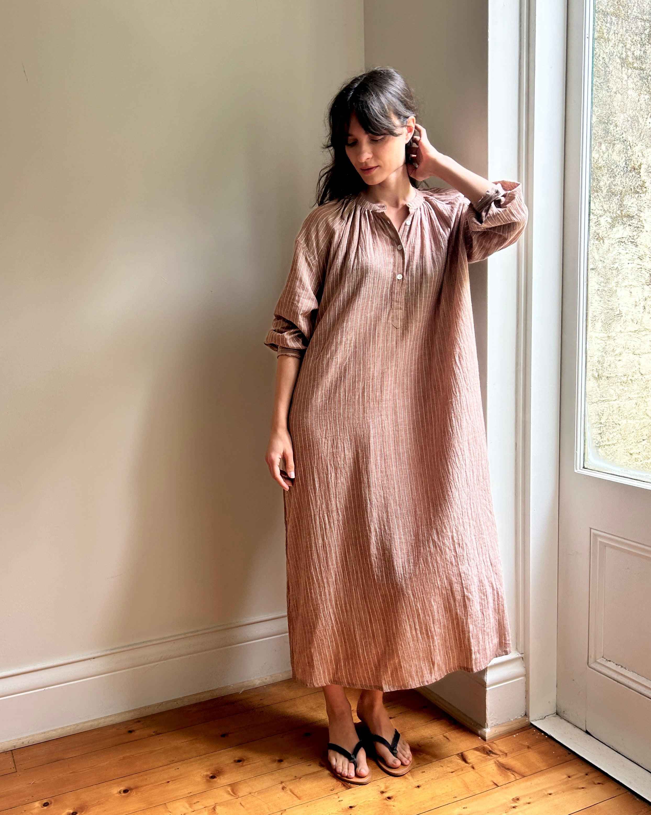 Lena dress clay stripe