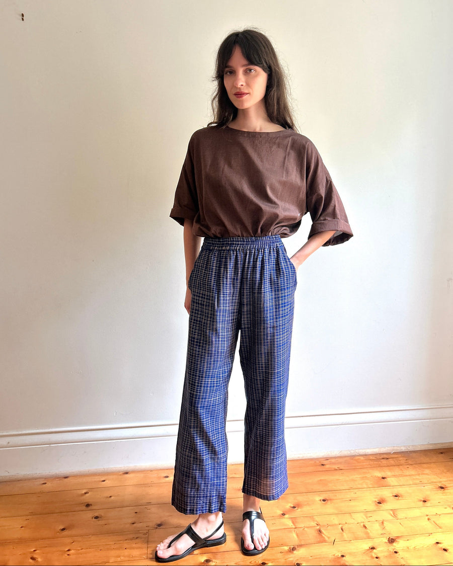 Julia Pants Cobalt  Blue check