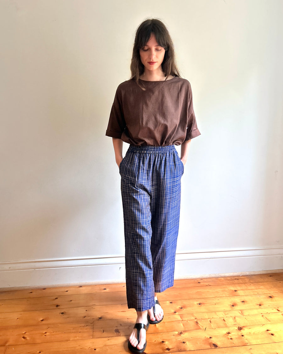 Julia Pants Cobalt  Blue check