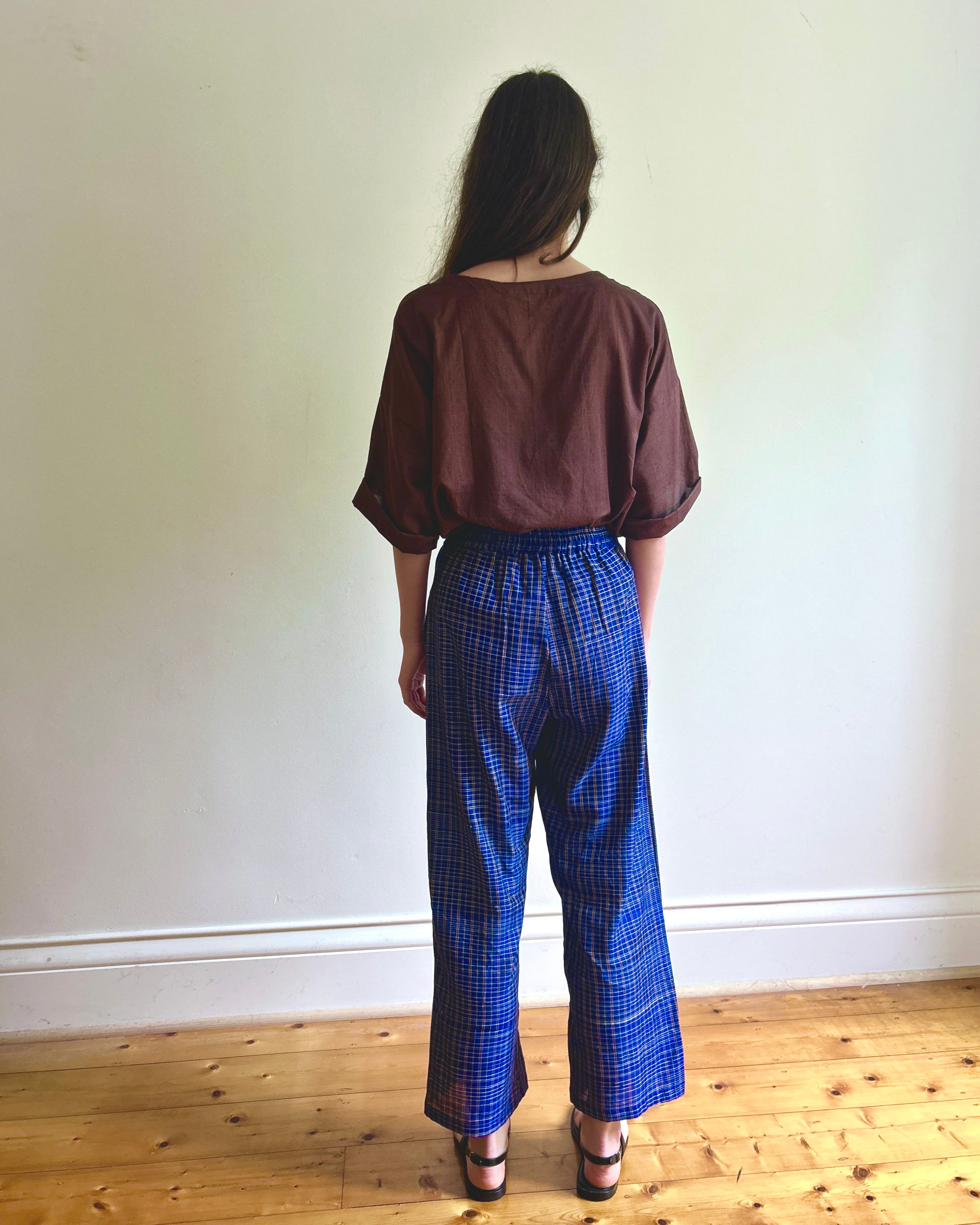 Julia Pants Cobalt  Blue check