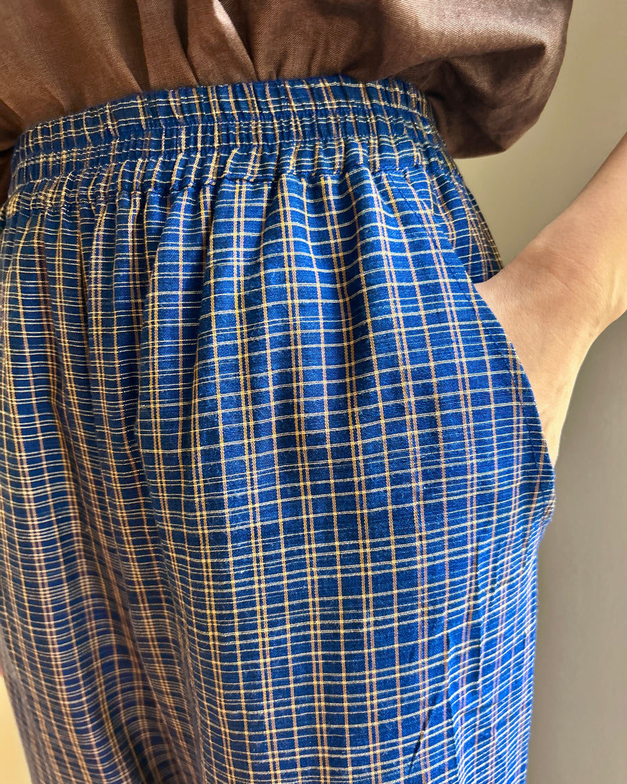 Julia Pants Cobalt  Blue check